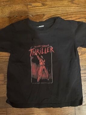 Black Graphic Kids' Thriller Tee with Red Print